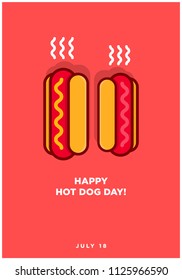 Happy Hot Dog Day July 18 Vector Illustration