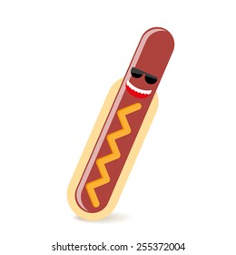 happy hot dog illustration