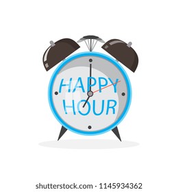 Happy hour alarm clock concept. Vector icon illustration