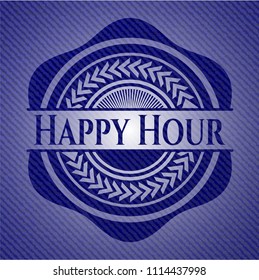 Happy Hour badge with jean texture