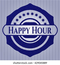 Happy Hour badge with jean texture