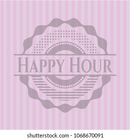   Happy Hour badge with pink background