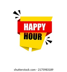 Happy hour banner sign. Flat style vector illustration.