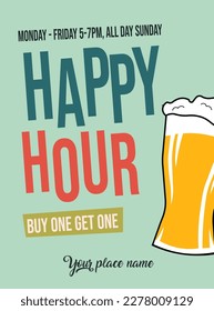 happy hour beer day flyer poster social media post design