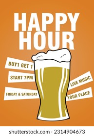 happy hour beer night celebration flyer poster social media post design