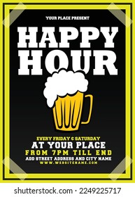 happy hour beer night flyer poster or social media post design