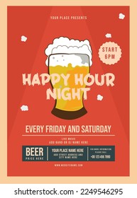 happy  hour beer night flyer poster or social media post design