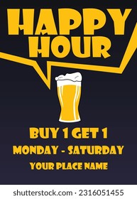 Happy Hour Biernachts-Plakat oder Social Media-Post-Template-Design