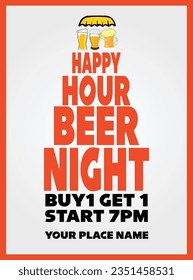 happy hour beer night  flyer  poster social media post design