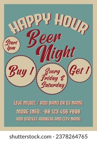 happy  hour beer  night flyer poster social media post design