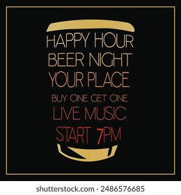 Happy hour beer night flyer poster social media post  design