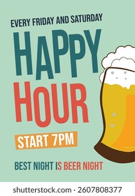 happy hour beer night flyer  poster or social media post design