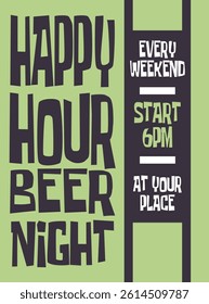 happy hour beer night flyer poster  or social media post design