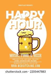 happy hour beer night party poster flyer social media post design