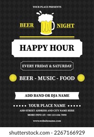 happy hour beer night party flyer poster social media post design