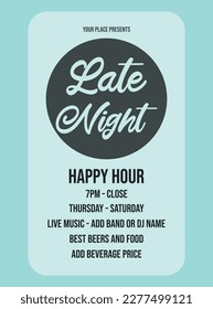 Happy hour beer night party poster flyer or social media post design