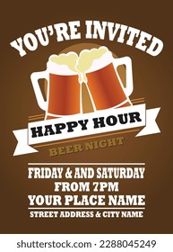 happy hour beer night  party  flyer poster social media post design