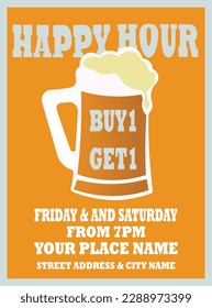 happy hour  beer night party flyer poster social media post design