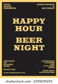 happy hour beer  night party flyer poster or social media post design