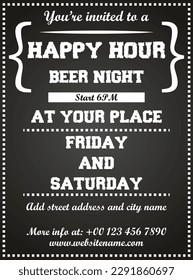 happy hour beer night party  flyer poster  or  social media post design