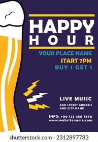 happy hour beer night party celebration poster flyer social media post design