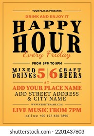 happy hour beer night poster flyer or social media post template design