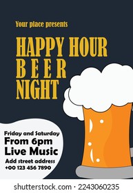 happy hour beer night poster flyer social media post design