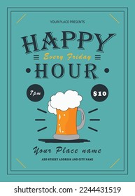 happy hour beer night poster flyer social media post design