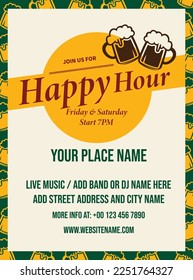 happy hour beer night poster flyer social media post design