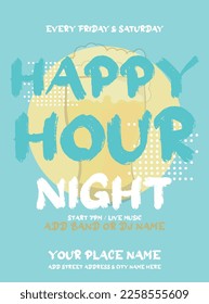 happy hour beer night poster flyer social media post design