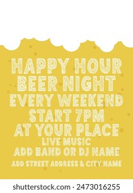 Happy hour  beer  night poster flyer social media post design