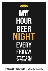 happy hour beer night poster flyer or  social media post design