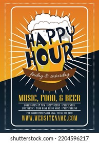 Happy Hour Beer Party Flyer Poster Or Social Media Post Template Desing