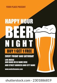 happy hour beer party flyer poster social media post design