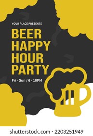 Happy Hour Beer Party Poster Flyer Or Social Media Post Design