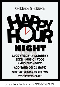 happy hour beer party poster flyer social media post design