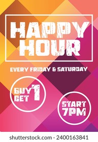 Happy  hour  beer party poster flyer social media post design