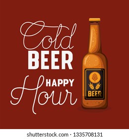 happy hour beers label with bottle