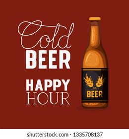 happy hour beers label with bottle