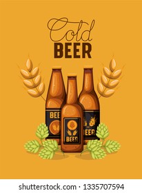 happy hour beers label with bottles