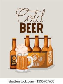 happy hour beers label with bottles in basket