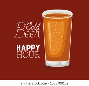 happy hour beers label with glass