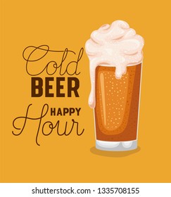 happy hour beers label with glass