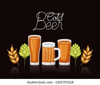 happy hour beers label with glasses and jar