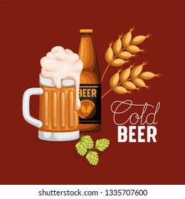 happy hour beers label with jar and bottle