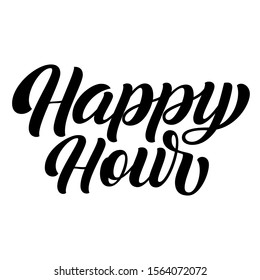 Happy Hour Brush Hand Lettering Script Stock Vector (Royalty Free ...