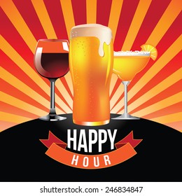 Happy hour burst design EPS 10 vector royalty free stock illustration