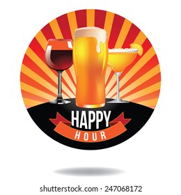 Happy hour burst design icon EPS 10 vector royalty free stock illustration