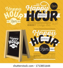 Happy Hour Call Sign Logo Related Vector Illustrations Designs.