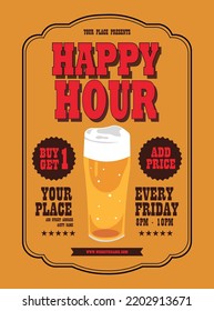 happy hour celebration party poster flyer social media post design